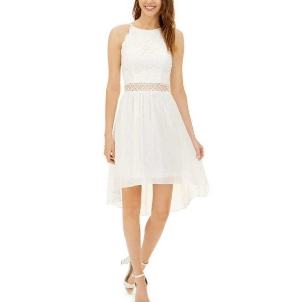 BCX 7 Juniors White Lace Bodice‎ Dress Sleeveless Midi Party Wedding Guest